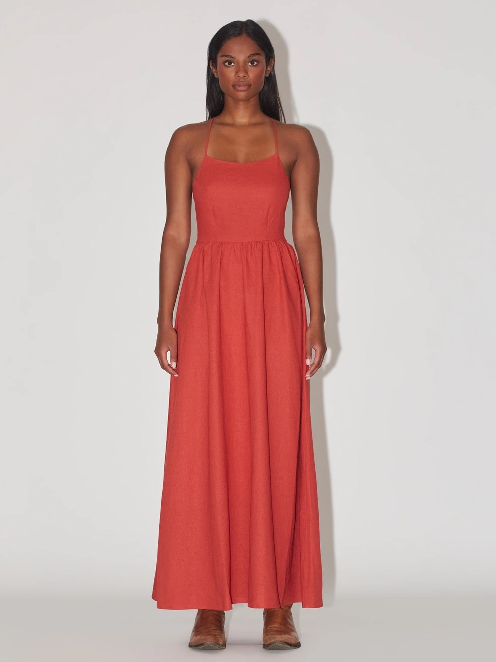 Uncle Studios - The Dinner Dress in Tomato Red